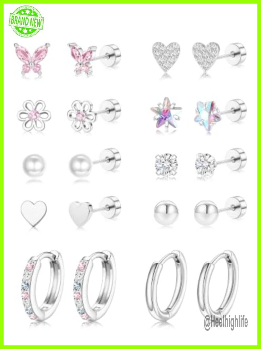 Flat Back Hypoallergenic Surgical Steel Stud Earrings Women